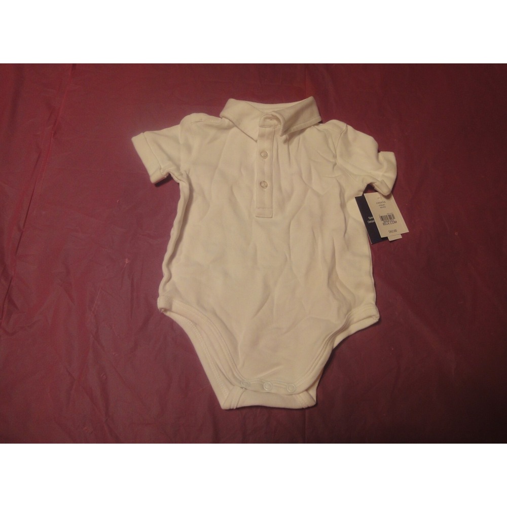 Crown & Ivy baby one piece 6 months white short sleeve polo style NWT